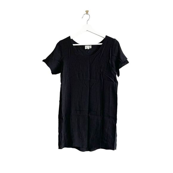 Wilfred Free Womens Crew Neck Pullover Mini Dress Tunic Top Blouse Black Medium - Picture 1 of 7